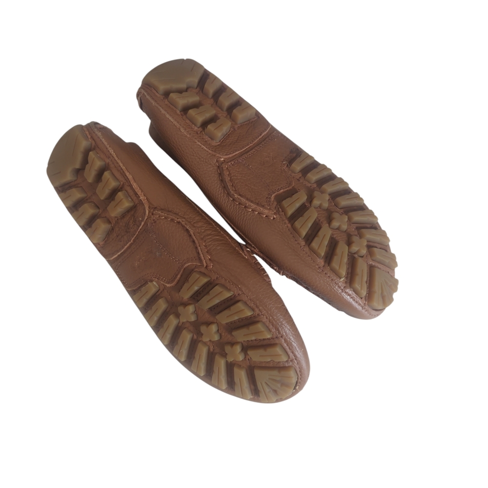 Coach Brown Leather Flats with Gold Detail - Picture 4 of 5